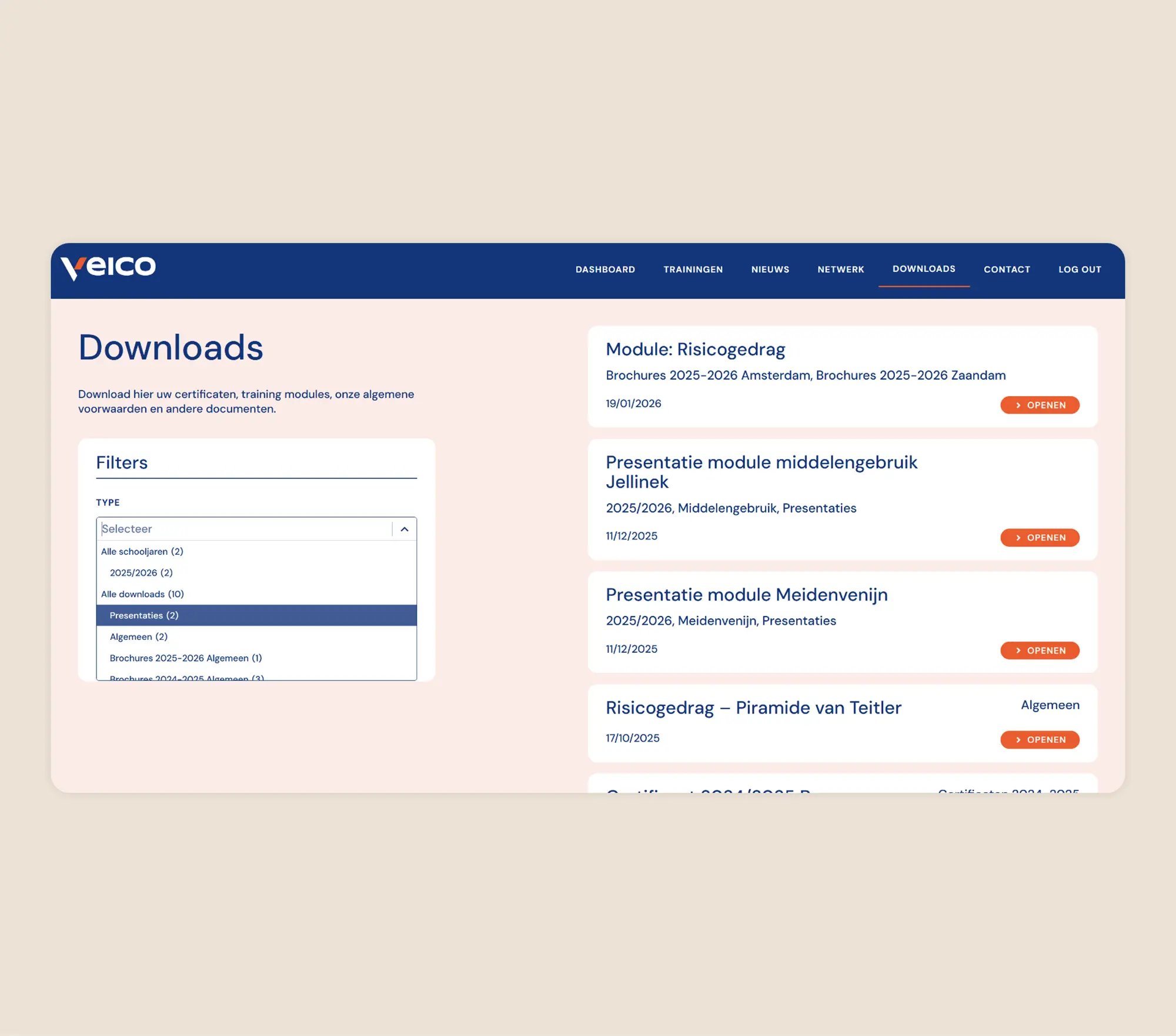 Veico Academy Downloads Screenshot - Veico - Eén plek voor inzicht en samenwerking