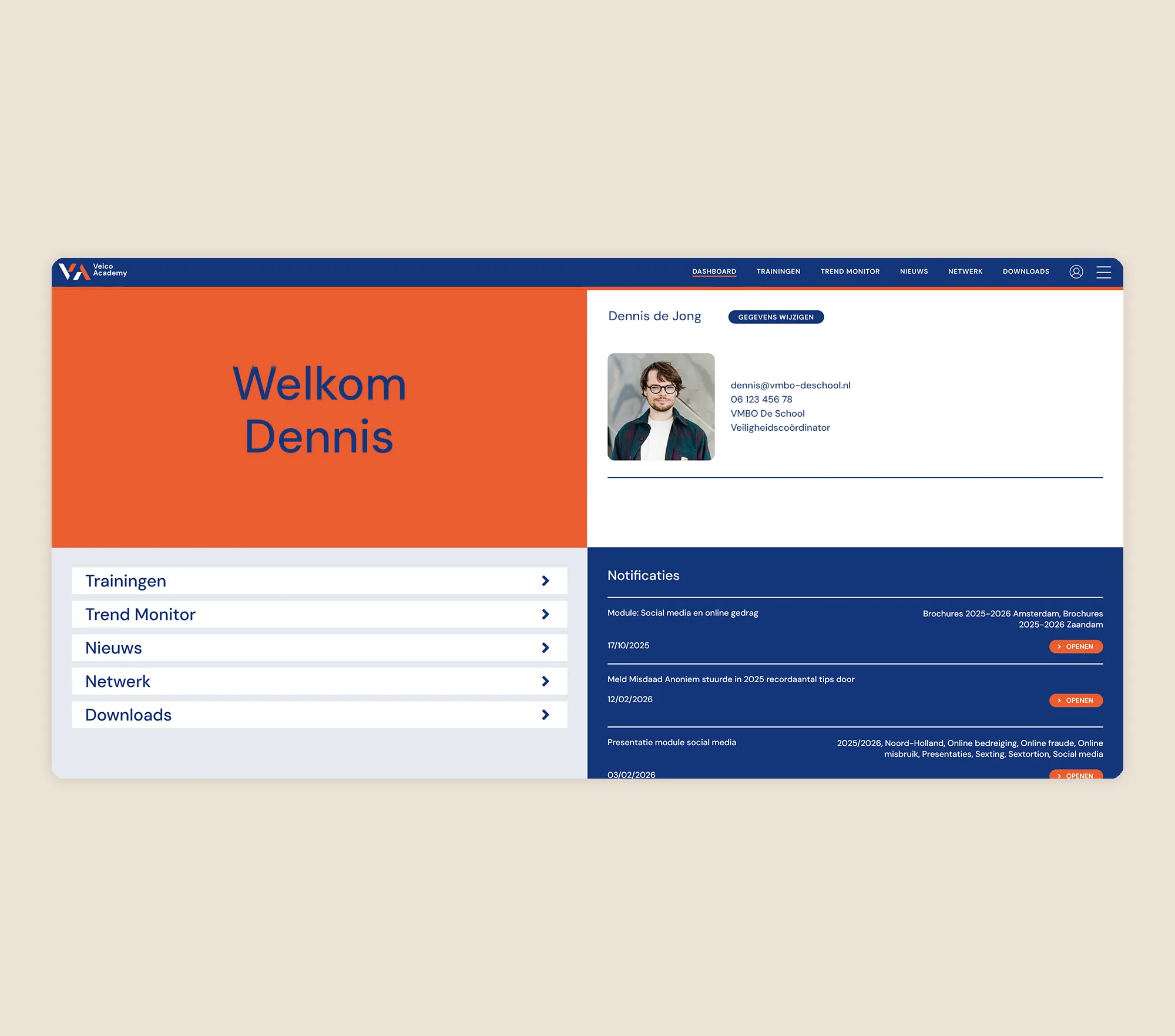 Veico Academy Dashboard Screenshot - Veico - Eén plek voor inzicht en samenwerking